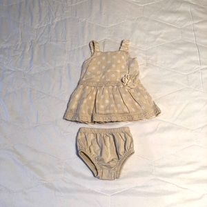 NB Baby Dress Polka-Dots Tan/Cream